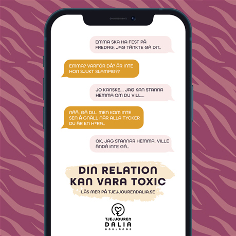 Bild på telefonchatt med budskapet Din relation kan vara toxic